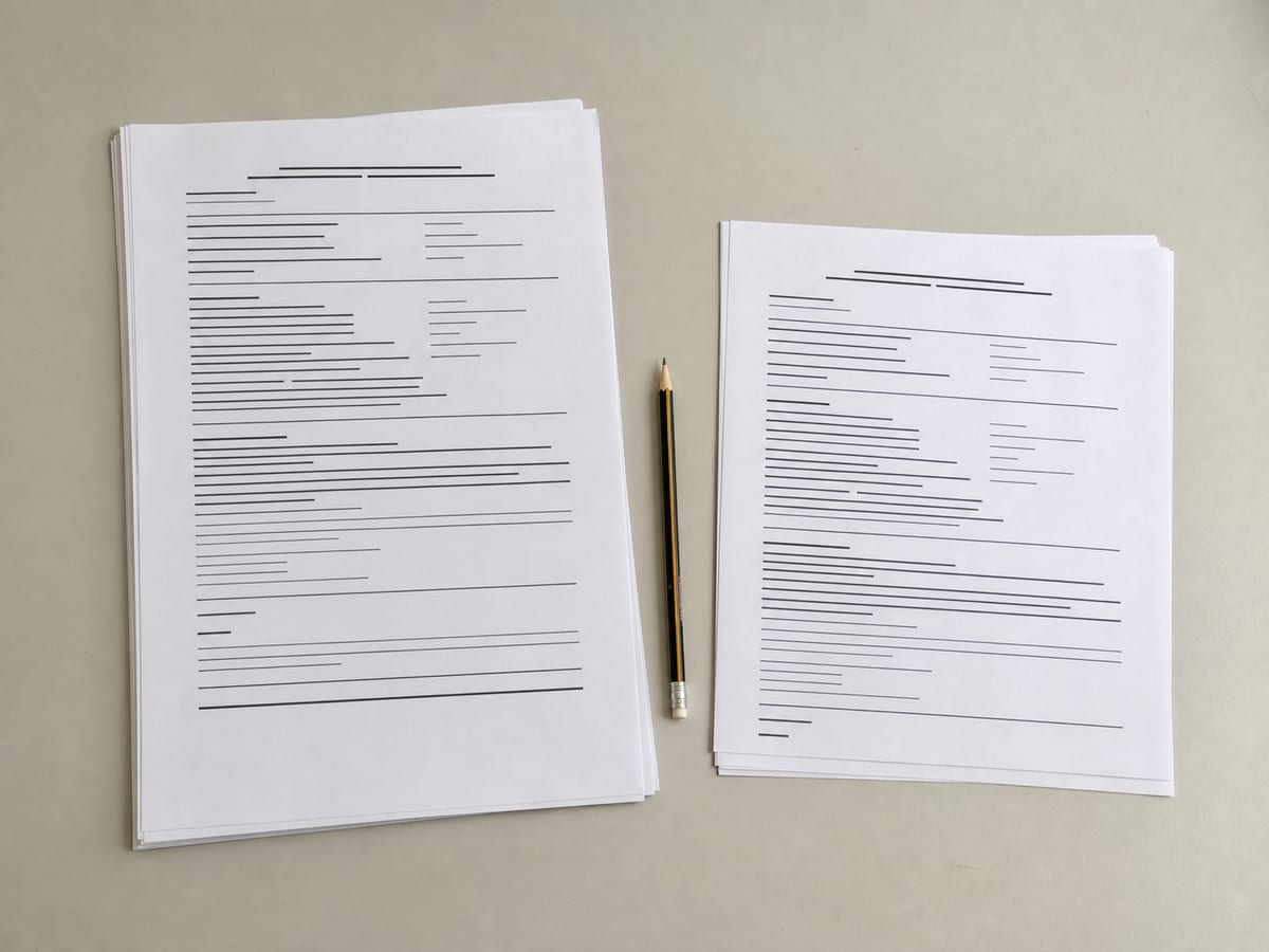 Two printed quotes side by side on a desk, one visibly longer than the other, a pencil resting between them
